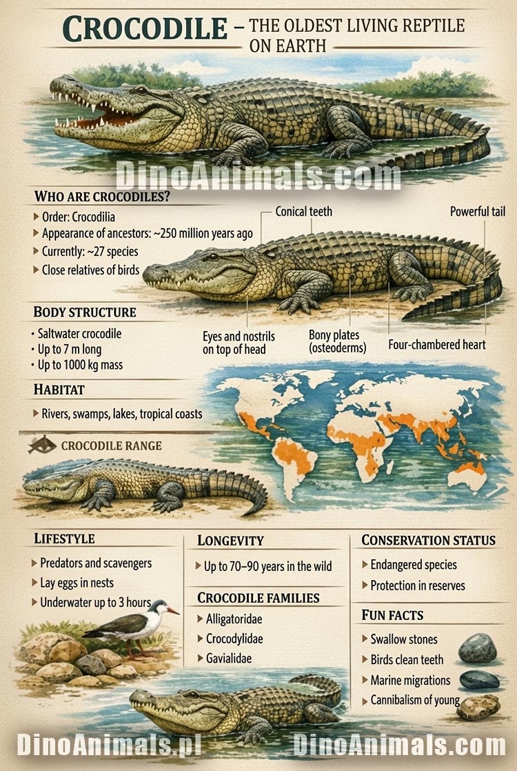 Crocodile - infographic by DinoAnimals