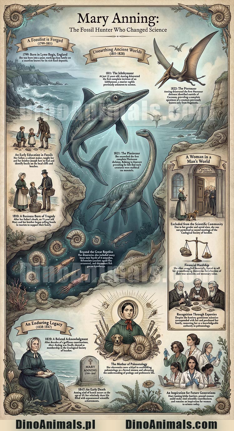 Mary Anning - infographic by DinoAnimals.com